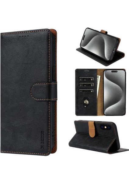 IPhone Xr Çift Katmanlı Koruma Için Flip Case Yan Cep Anti Kayma Kartı (Yurt Dışından)