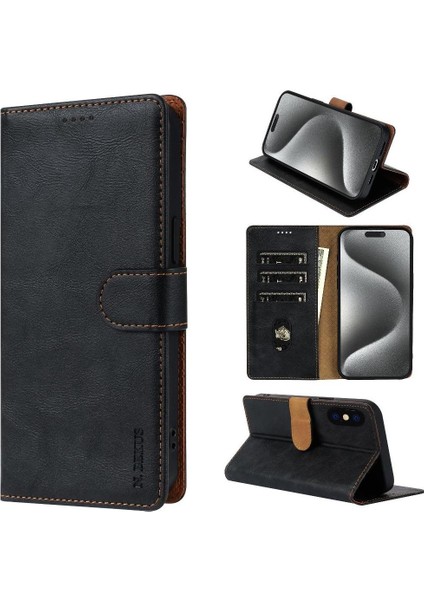 IPhone Xs Max Çift Katmanlı Koruma Için Flip Case Yan Cep Kart Yuvaları (Yurt Dışından)