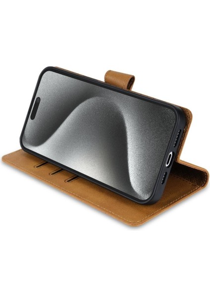 IPhone 15 Için Flip Case Yan Cep Anti Kayma Kart Yuvaları Manyetik Kapatma (Yurt Dışından) modelleri