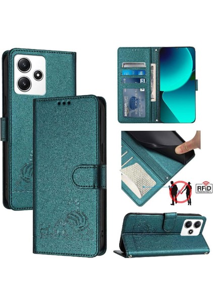 Xiaomi Redmi Için 12 4g Kedi Rfıd Kart Yuvası Tutucu Kickstand Cüzdan (Yurt Dışından)