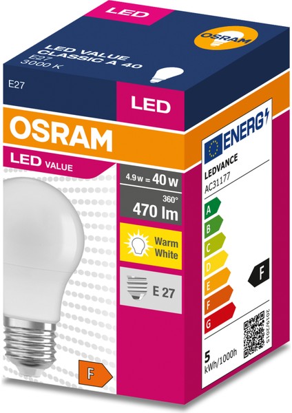 LED Lamba 4,9 W Sarı Işık E27