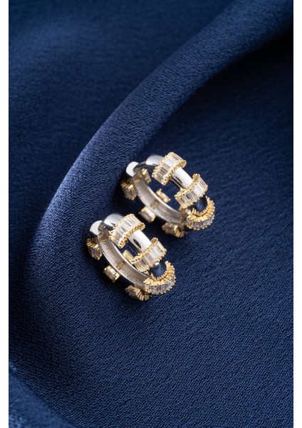 925 Ayar Gümüş Baget Taşlı Halka Küpe fiyatları