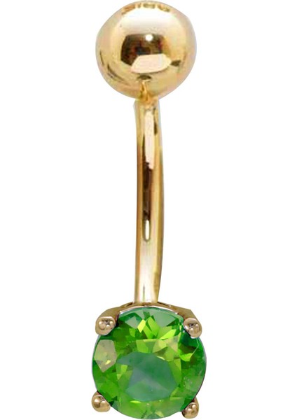 Peridot Taşlı Altın Piercing