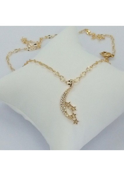 Çelik Gold Zirkon Taşlı Ayyıldız Kolye