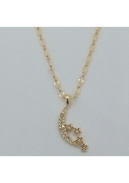 Çelik Gold Zirkon Taşlı Ayyıldız Kolye
