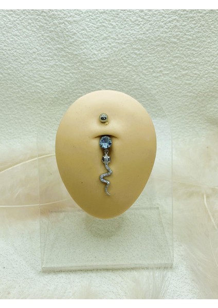 Cerrahi Çelik Gümüş Rengi Göbek Piercing Küpe