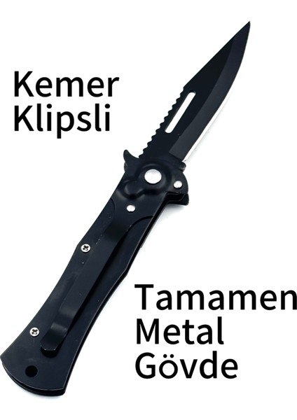Düğmeli Kurukafa Model Çakı Kemer Klipsli