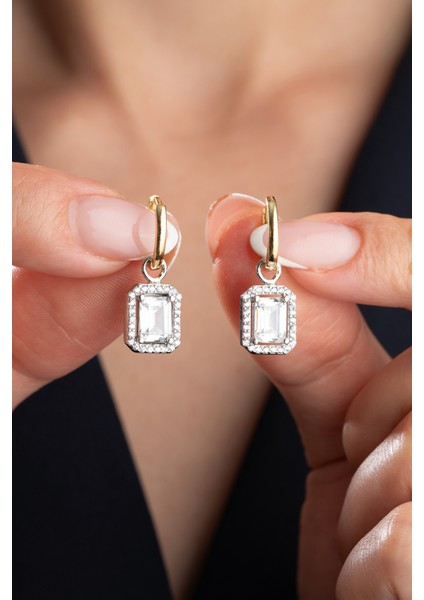 925 Ayar Gümüş Baget Taşlı Küpe