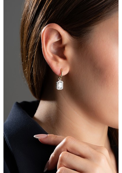 925 Ayar Gümüş Baget Taşlı Küpe modelleri