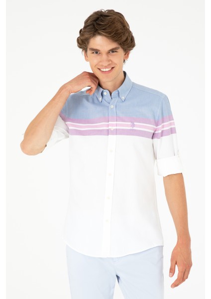 Erkek Koyu Mavi Gömlek Desenli 50283802-VR032