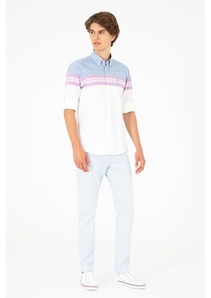 Erkek Koyu Mavi Gömlek Desenli 50283802-VR032 fırsatları