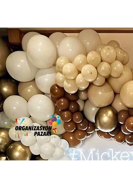 Balon Seti Karamel-Krom Gold-Sütlü Kahve-Pastel Beyaz 100 Lü Balon Zinciri Seti fırsatları