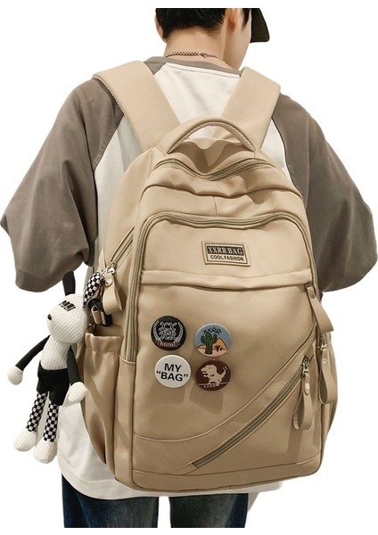 Moda Retro Okul Çantası Kadın Sırt Çantası Erkek Su Geçirmez ve Kirlenmeye Dayanıklı Büyük Kapasiteli Seyahat Sırt Çantası (Yurt Dışından) fiyatları