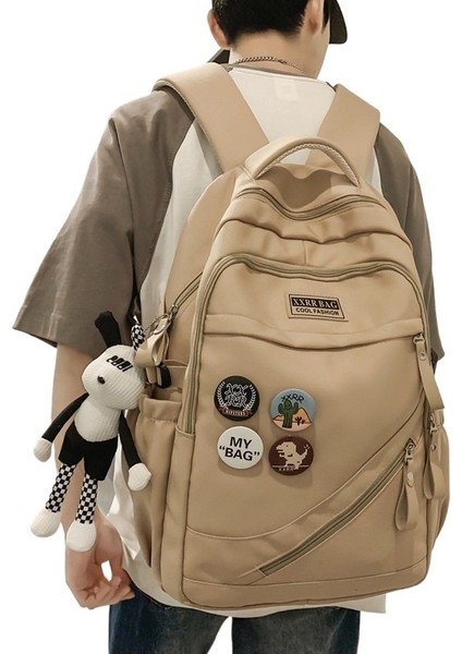 Moda Retro Okul Çantası Kadın Sırt Çantası Erkek Su Geçirmez ve Kirlenmeye Dayanıklı Büyük Kapasiteli Seyahat Sırt Çantası (Yurt Dışından) modelleri