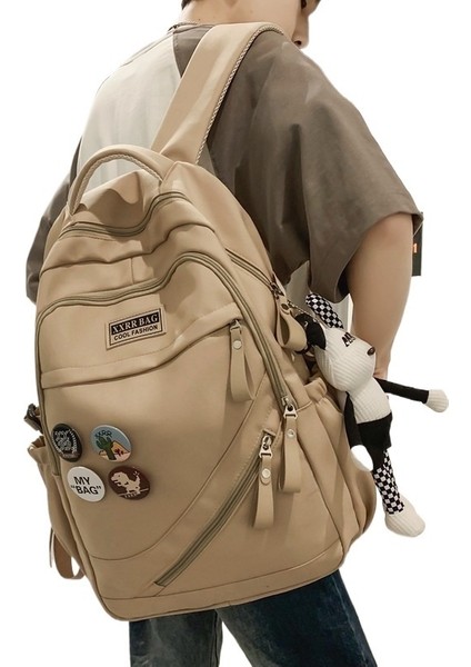 Moda Retro Okul Çantası Kadın Sırt Çantası Erkek Su Geçirmez ve Kirlenmeye Dayanıklı Büyük Kapasiteli Seyahat Sırt Çantası (Yurt Dışından) fırsatları