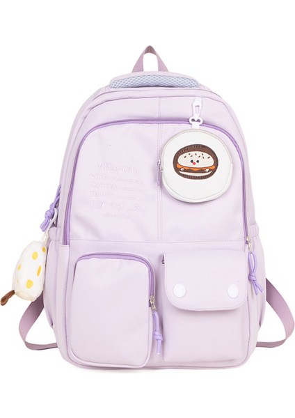 Ins Tarzı Okul Çantası Kız Sırt Çantası Büyük Kapasiteli Kontrast Renkli Çok Yönlü Sırt Çantası (Yurt Dışından)