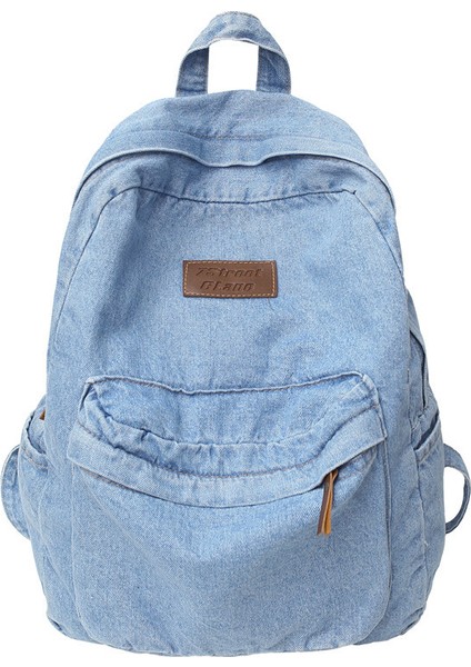 Denim Basit Okul Çantası Gündelik Seyahat Sırt Çantası (Yurt Dışından)