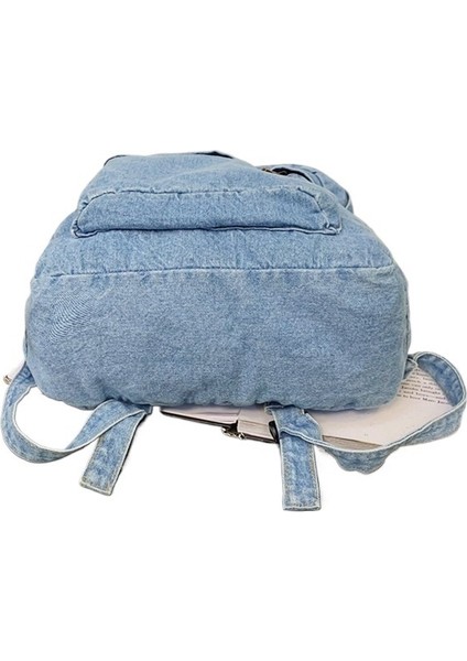 Denim Basit Okul Çantası Gündelik Seyahat Sırt Çantası (Yurt Dışından)