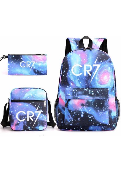 Cr7 Ronaldo Sırt Çantası, Öğrenci Okul Çantası, Omuz Çantası, Kalem Kutusu Üçlü Set (Yurt Dışından)