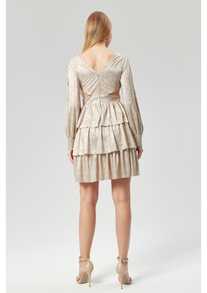 Abiye ve Mezuniyet Elbise Katlı Fırfırlı Kol Yırtmaçlı Kadın Abiye Elbise fiyatları