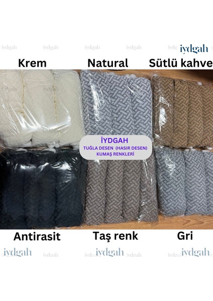 Tuğla Desen Retro Oval Sandalye Kılıfı Hasır Desen Yuvarlak Sandalye Örtüsü Yıkanabilir Streç Lastikli 1 Adet Esnek Natural