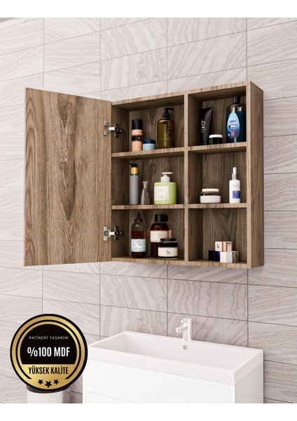 Rafineri Tek Kapaklı Aynalı Banyo Dolabı Mdf