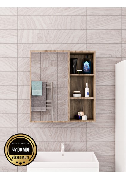 Rafineri Tek Kapaklı Aynalı Banyo Dolabı Mdf