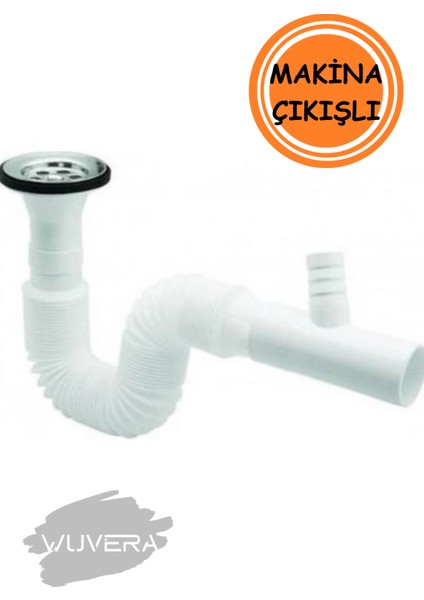 Çamaşır ve Bulaşık Makinesi Çıkışlı Lavabo Sifonu - Körüklü, 35-75 cm