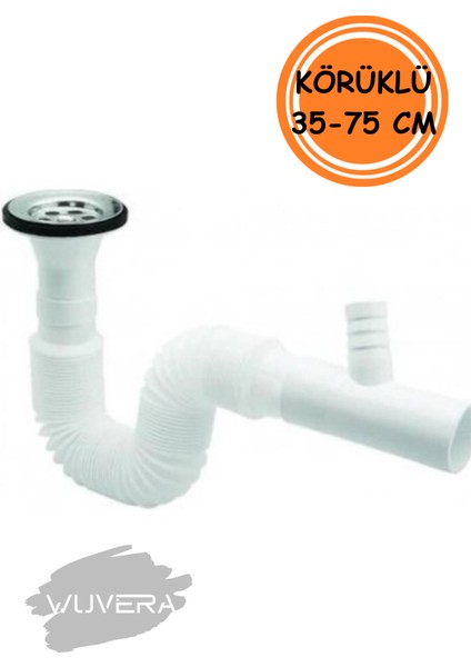 Çamaşır ve Bulaşık Makinesi Çıkışlı Lavabo Sifonu - Körüklü, 35-75 cm