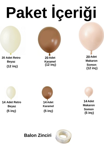 Balon Seti Karamel-Retro Beyaz-Makaron Somon 100 Lü Balon Zinciri Seti fiyatları