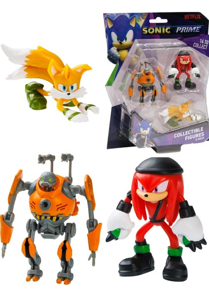 Sonic Prime 3 Lü Figür Blister Set - Eggforcer + Tails + Renegade Hain Knucks 6.5 cm - SON2020