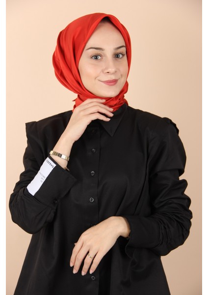 Kırmızı Levidor Düz Twill Ipek Eşarp