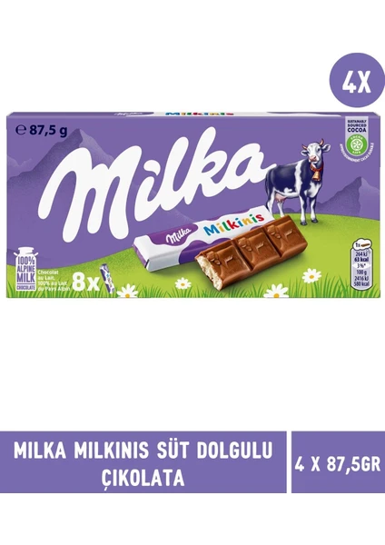 Milkinis Süt Dolgulu Çikolata 87,5 gr - 4 Adet