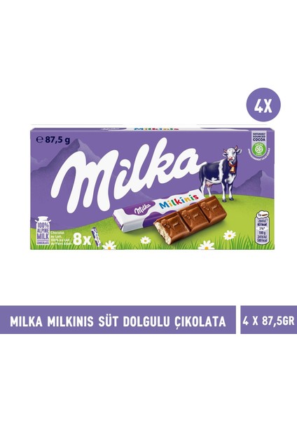 Milkinis Süt Dolgulu Çikolata 87,5 gr - 4 Adet