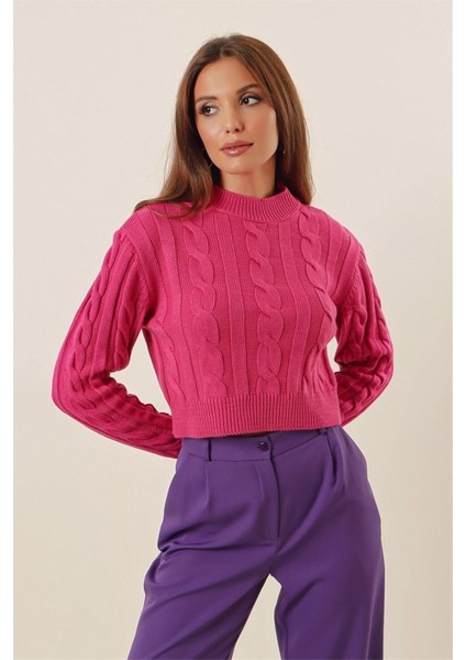 Yarım Balıkçı Yaka Saç Örgülü Kısa Crop Siyah Kazak fiyatları