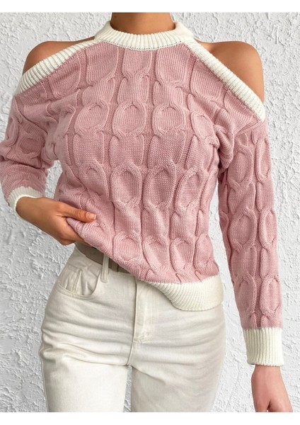 Bisiklet Yaka Yuvarlak Yaka Omuz Dekolteli Renk Detaylı Kısa Crop Saç Örgülü Rahat Kalıp Esnek Dokul fiyatları