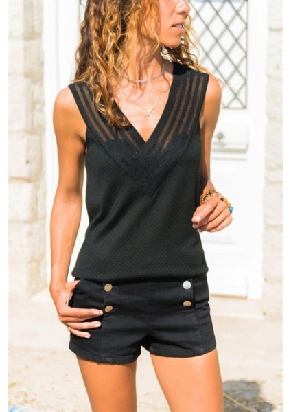 Kadın V Yaka Sırt Detaylı Siyah Kazak fiyatları