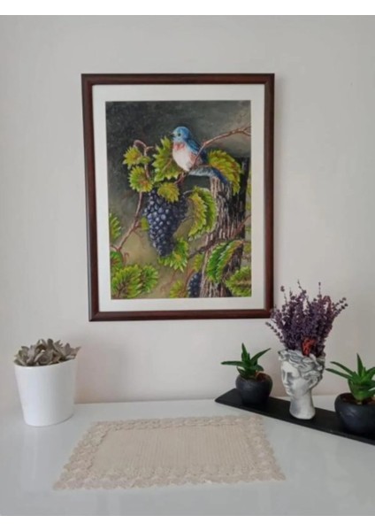 El Yapımı Bağda Bir Sabah - Pastel Boya Çerçeveli Tablo - 40*55 cm
