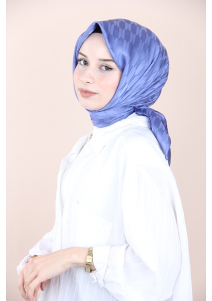 Indigo Emproyal Jakar Kafes Desen Eşarp