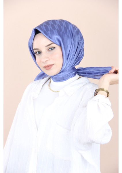 Indigo Emproyal Jakar Kafes Desen Eşarp