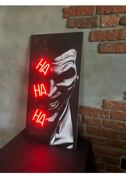 'joker' Işıklı ve Uv'li Neon LED Dekoratif Duvar Yazısı Tabelası (35X70CM)