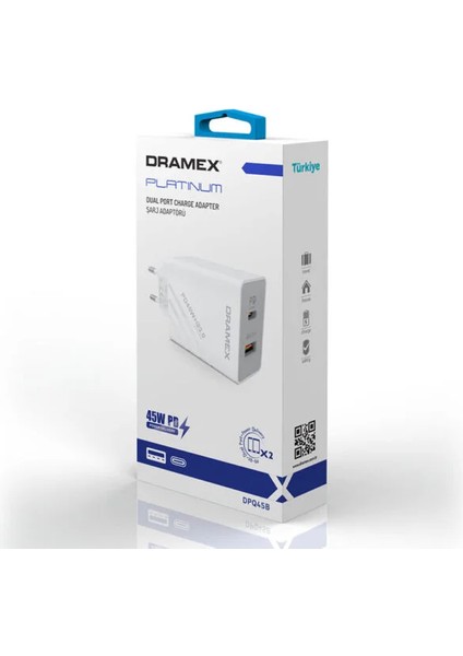 DPQ45B Platınum Usb+Type-C Dual Port Pd 45W Süper Hızlı Şarj Adaptörü