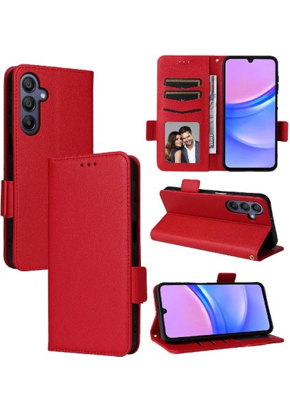 Samsung Galaxy A16 Için Flip Case Yan Toka Manyetik Cüzdan Kart Yuvaları Pu (Yurt Dışından)