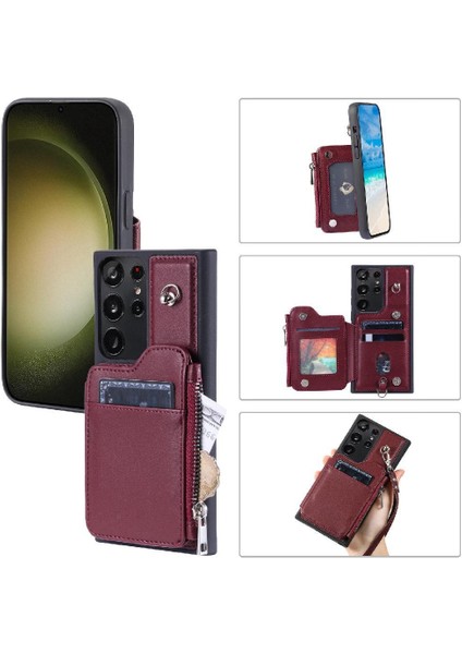Samsung Galaxy S22 Ultra 5g Için Cüzdan Kılıf Flip Folio Kılıf 3 Büyük Kart (Yurt Dışından)