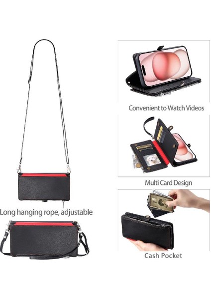 Lg G6 Rfıd Engelleme Durumda Cüzdan Uzun Kordon Fermuar Için Crossbody Durumda (Yurt Dışından)
