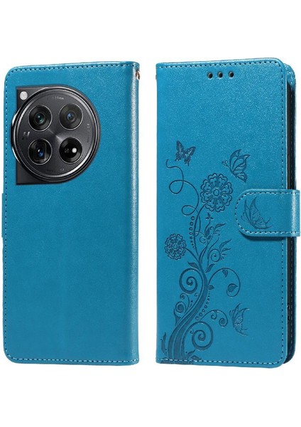 Oneplus 12 Deri Çiçek Flip Kart Yuvaları Için Flip Case (Yurt Dışından)
