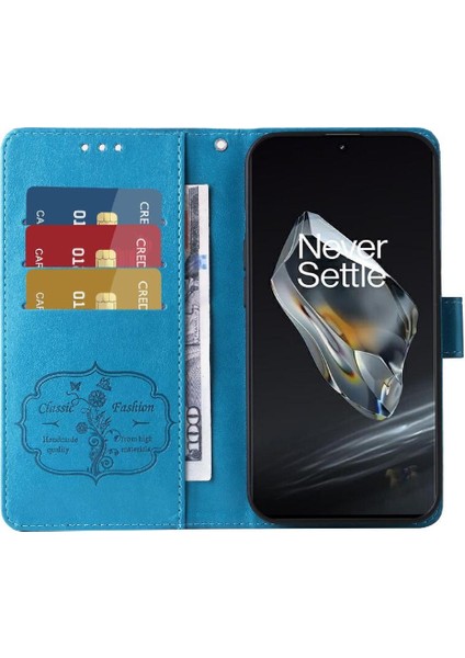 Oneplus 12 Deri Çiçek Flip Kart Yuvaları Için Flip Case (Yurt Dışından)