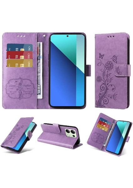 Xiaomi Redmi Not 13 Için Flip Case 4g Cardyuvaları Flip Deri Çiçek (Yurt Dışından)