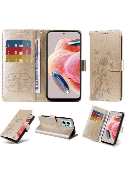 Xiaomi Redmi Not 12 Için Flip Case 4g Cardyuvaları Çiçek Deri Flip Case (Yurt Dışından)
