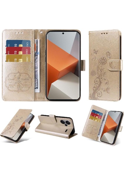 Xiaomi Redmi Not Için Flip Case 13 Pro Artı 5g Deri Kart Yuvaları Çevirin (Yurt Dışından)